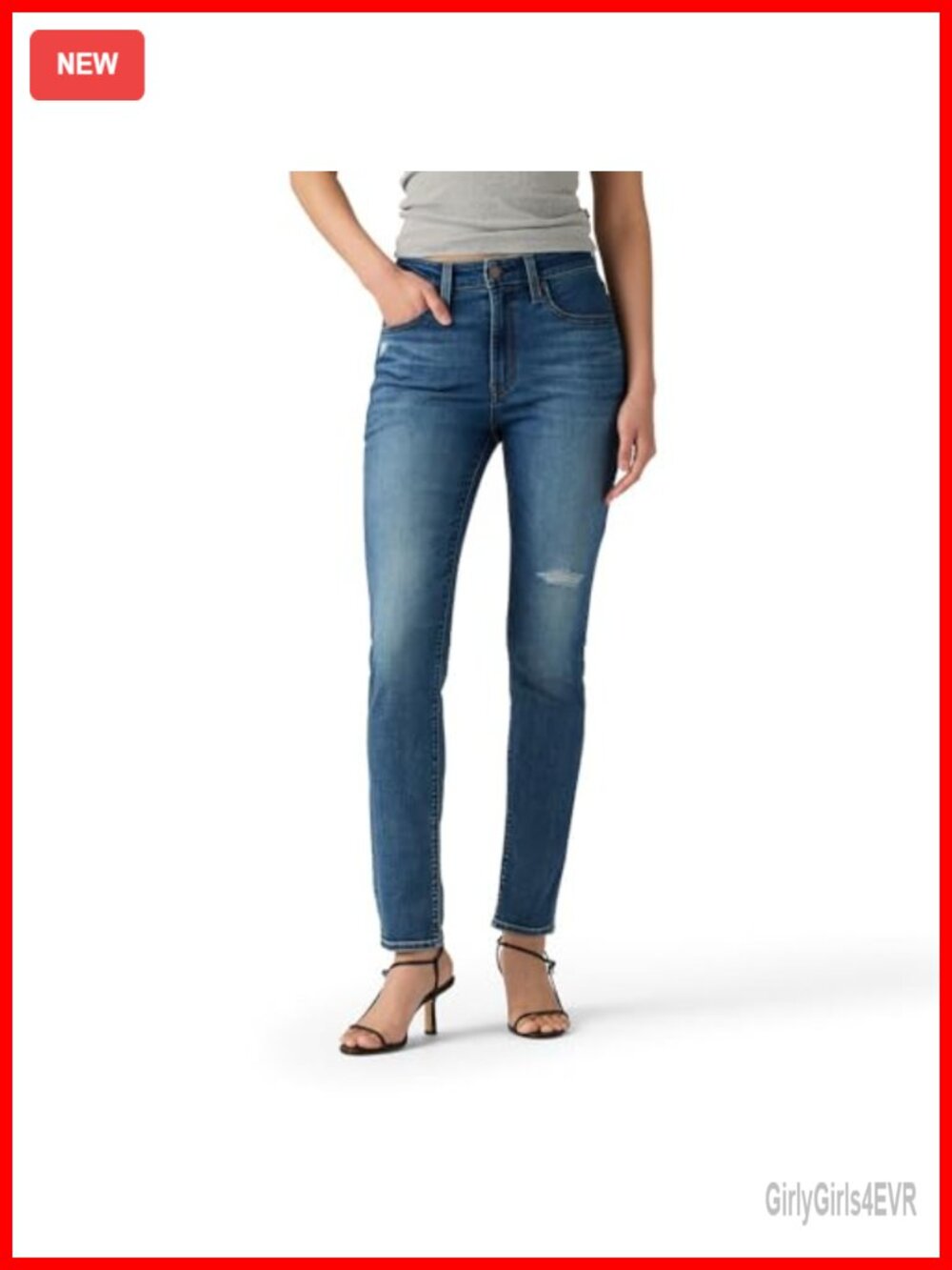 High Rise Skinny Jeans Cotton Blend Stretch Shaping Fit